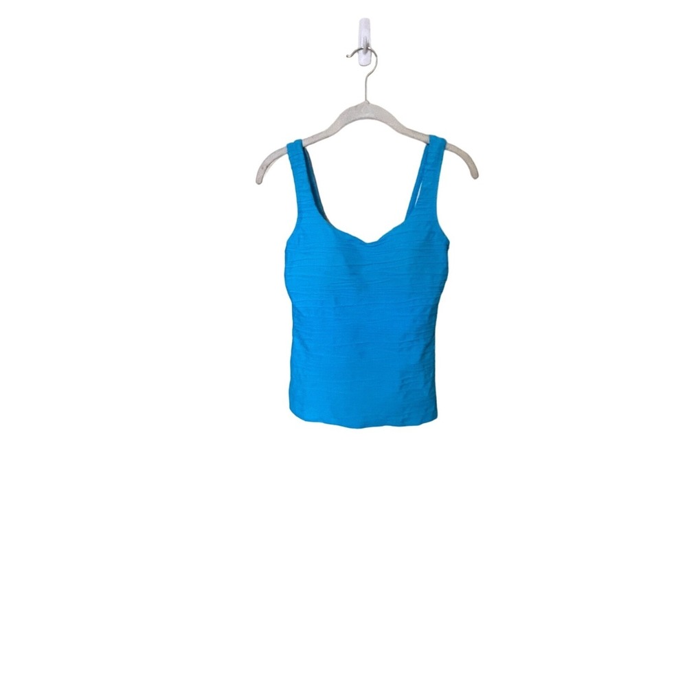 Lands End Ruched Tankini Top Turquoise Size 6 beachy vacation‎ tropical cruise